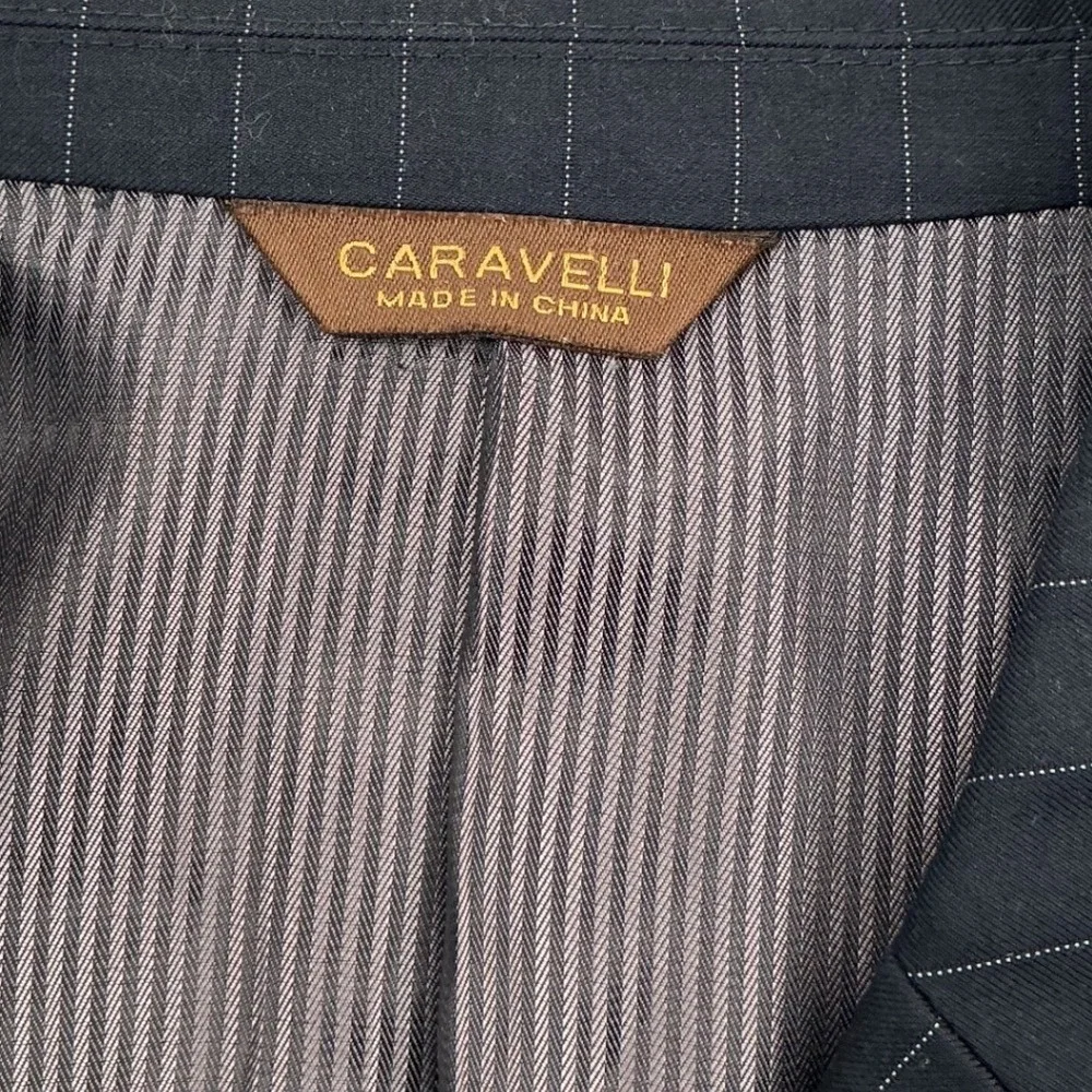 Caravelli Mens‎ Superior 150s Pinstripe Suit Jacket Blazer Navy Blue 50R